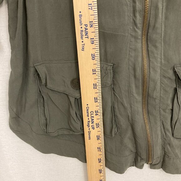 XCVI Dark Gray Full Zip Ultra Soft Pockets Rolled Tab Light Jacket Medium - Picture 7 of 10